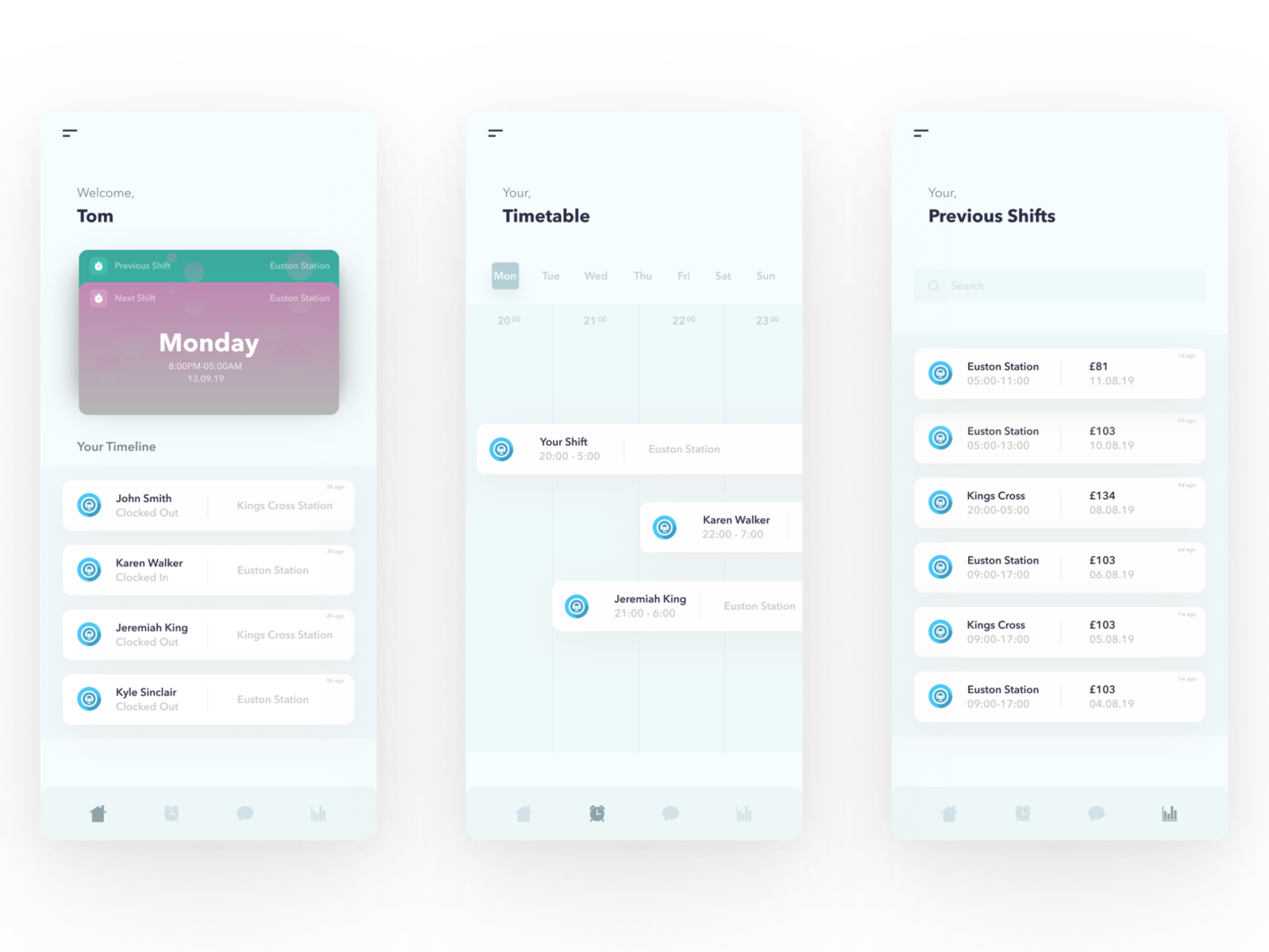 Shift Management Application by Tommy Smith on Dribbble