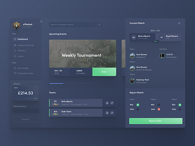 CoD Amateur League - Web App app design gaming graphicdesign ui ui design uidesign ux uxdesign web webapp