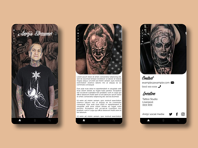 Tattoo Artist Discovery Concept App app art design mobile mobile app mobile ui portrait tattoo typography ui ux