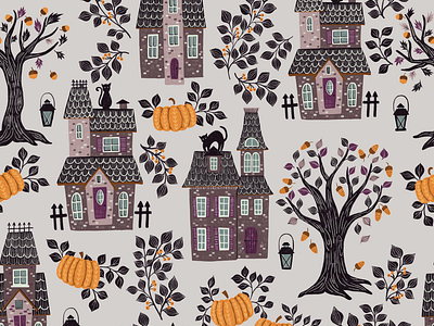 Haunted Village black cats gothic mansions halloween night halloween party haunted houses haunted mansions october night pumpkins