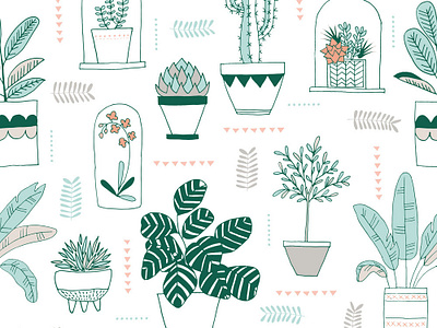 Urban Jungle botanicals crazy for plants design flowers handdrawn houseplants illustration leaves oasis orchid plants potted plants print and pattern repeat pattern succulents urban