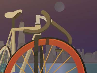 By the harbor bike illustration moon skyline vector