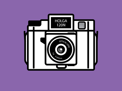 things I own (holga) analog camera film is not dead flat holga icon illustration vector