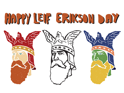 Happy Leif Erikson Day color explorer illustration leif erikson outline portrait texture vector viking