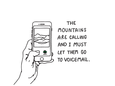 me in nyc hand illustration line art mountains phone quote vector