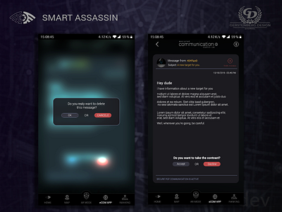 Smart Assassin Mobile Game - eCOM2 communication design futurism message mobile game smart assassin ui ux