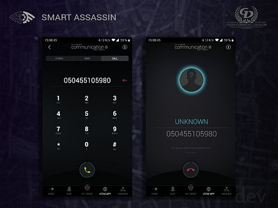 Smart Assassin Mobile Game - eCOM4 Phone Call - Communication call communication design futurism messages mobile game phone smart assassin ui ux