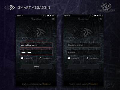 Smart Assassin Mobile Game - Login communication design login login screen mobile game screen smart assassin ui ux