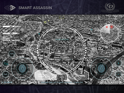 Smart Assassin Mobile Game - Googel Maps SDK - UAV SURS Flight 4 3d map design drone flight fly future futurism googel maps map mobile game modern screen sdk smart assassin uav ui ux