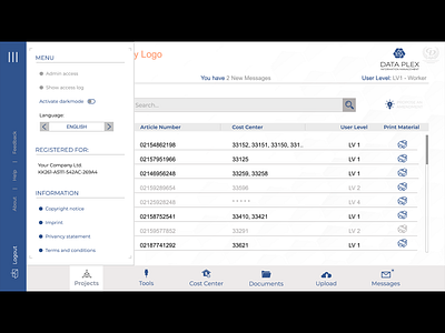 CNC Milling - DATA PLEX Information Management - Menu