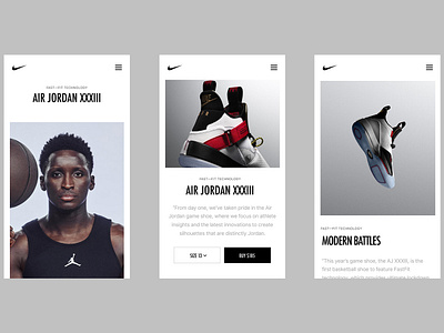 Nike AirJordan XXXIII design interface ui ui ux ui design ux website