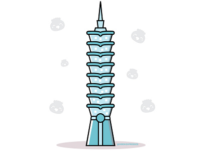 Taipei 101 building design dumplings flat design icon illustration logo taipei taiwan vector