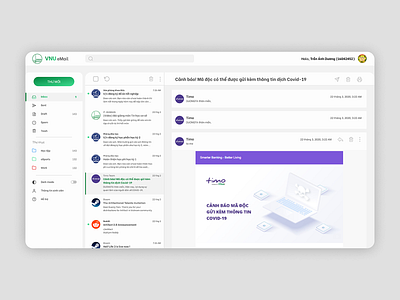 Vietnam National University Webmail - Redesign design email email design figma redesign study ui uiux university web webdesign