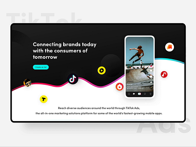 TikTok Ads - Homepage app art branding flat illustrator logo ui vector web website