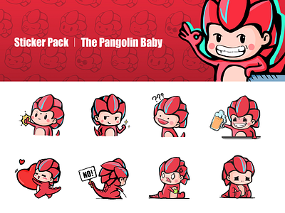 Sticker Pack:The Pangolin Baby animation branding design illustration logo type typography ui ux web