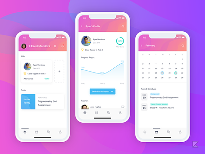 Parent's Dashboard for a concept school app - UI Design