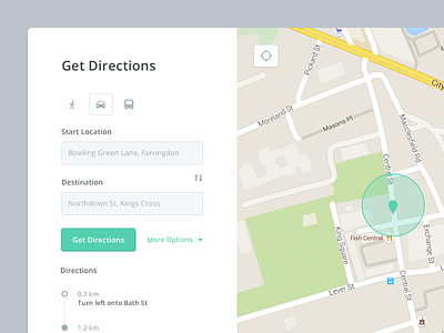 Map Directions UI clean destination directions flat interface location map minimal route travel ui ux