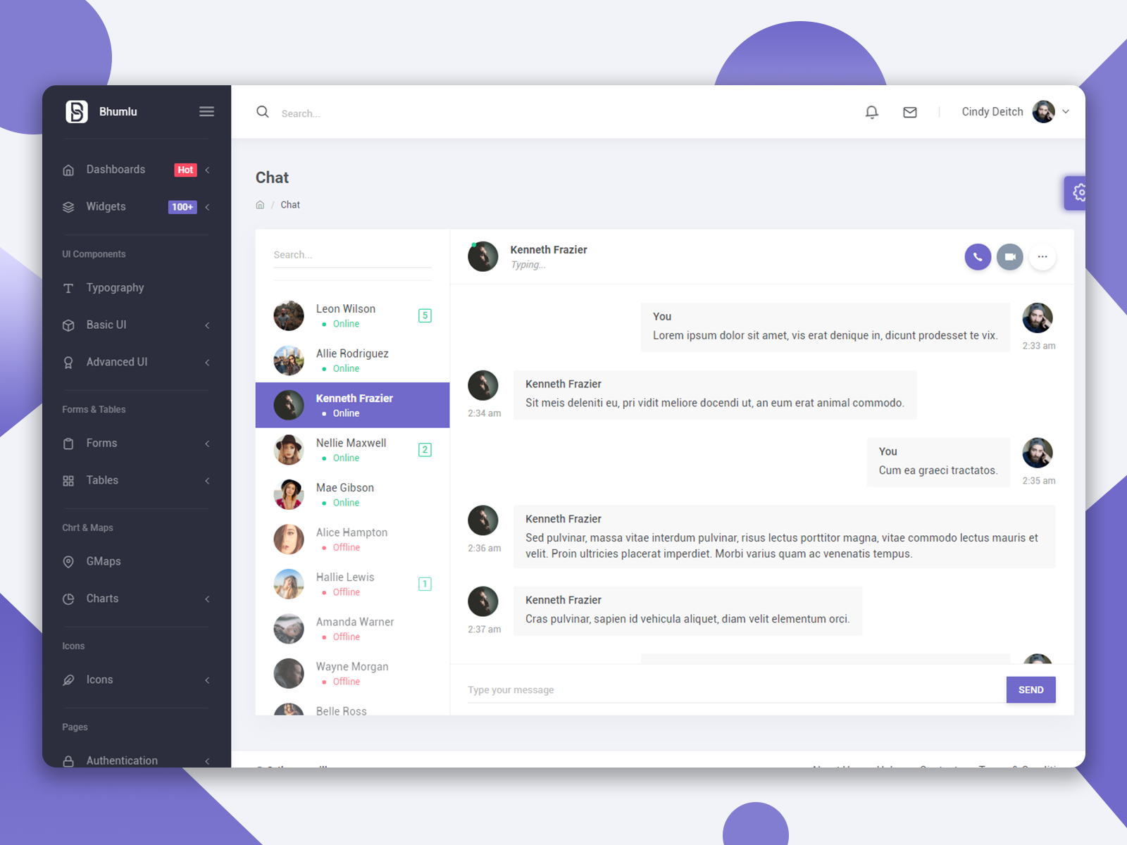 Chat Applications at Bhumlu Admin Template by Viral Dhimmar on Dribbble
