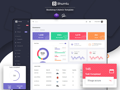 Bhumlu Bootstrap 4 Admin admin admin dashboard admin design admin panel admin template branding dribbble dribbble shots premium design ui design ui ux