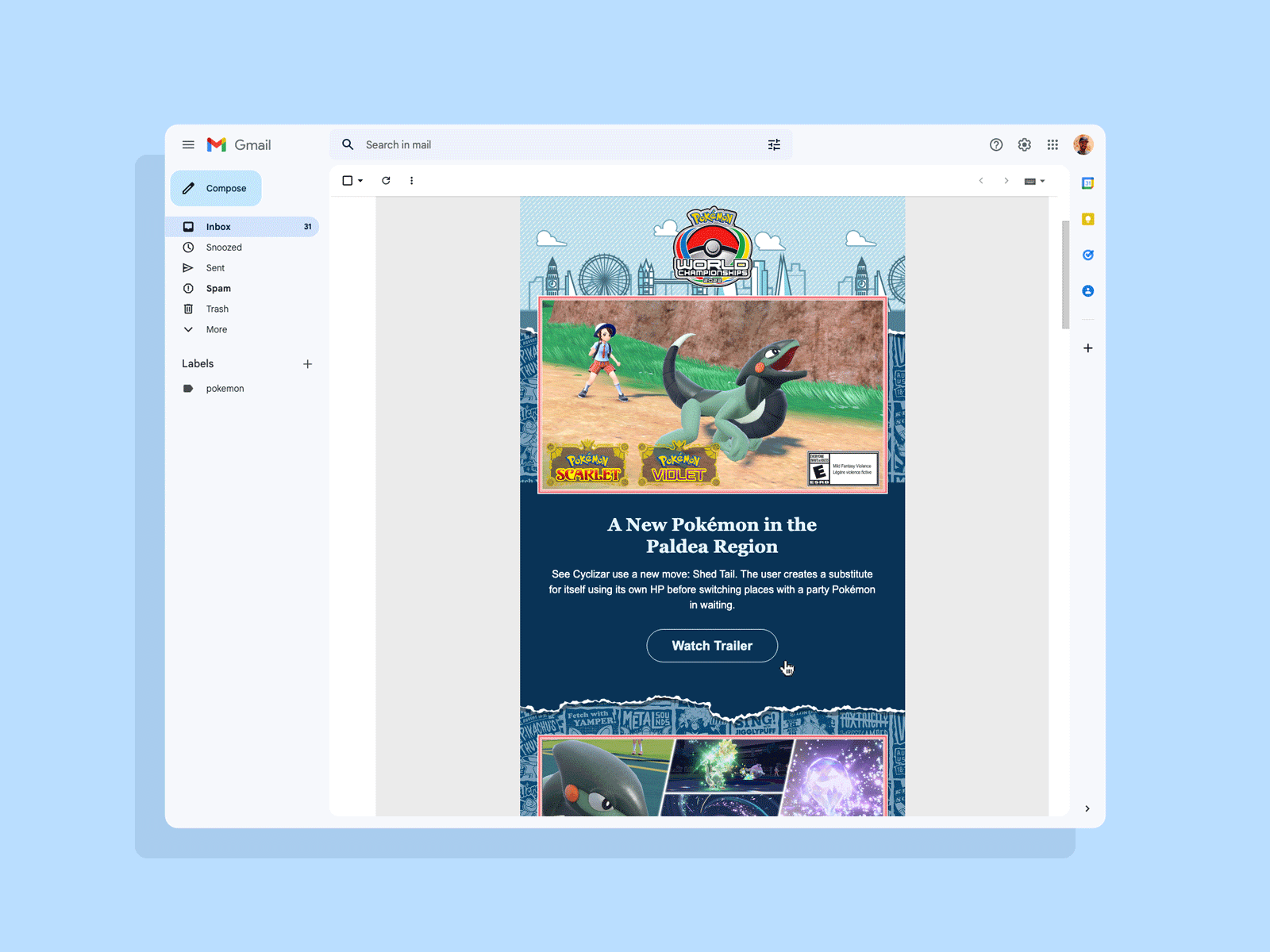 Gmail:hover email html pokemon