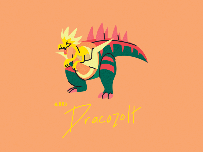 #880 Dracozolt animation illustration pokemon type
