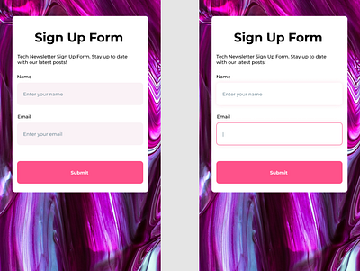 Sign Up Form / UI Workout app art color design flat html css illustration interaction minimal signup page signupform simple typography ui