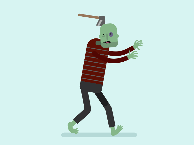 Zombie Head design motion walk zombie