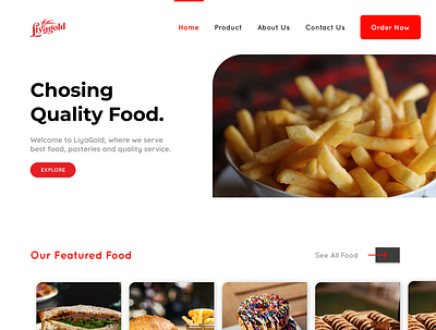 LiyaGold Restaurant Landing page figma food app landingpage restaurant