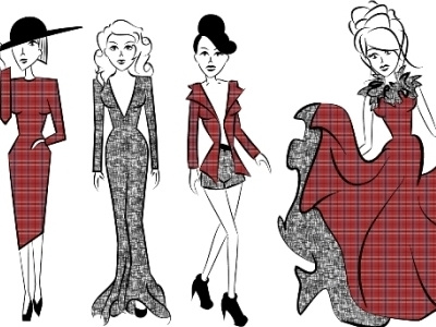 Fashion Show abstract beauty cartoon comic fashion graphic illustration illustrator ladies pattern plaid tartan vector women