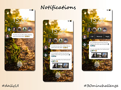 Notification idea for smartphones on lock screen 30min challenge dailyui design idea intuitive notification ui ux