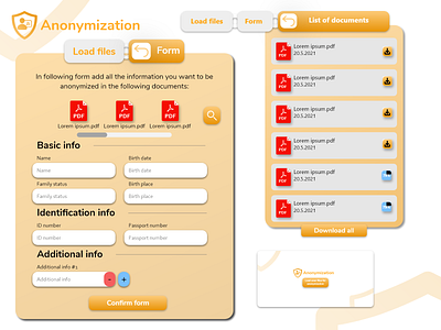 Anonymization of documents - web app