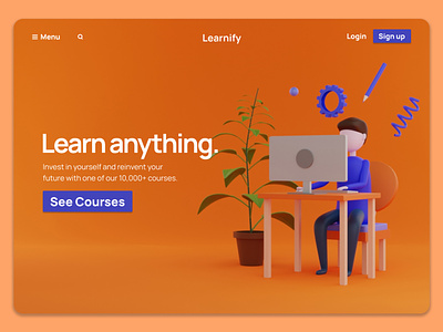Learnify - Courses & much more. 3d blender branding design figma graphic design ui ux