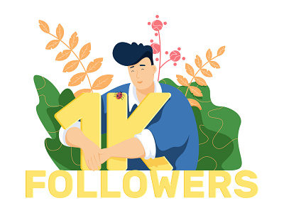 1K Followers 1k art artist character color design flat followers garden hero illustration illustrator spring ui vector