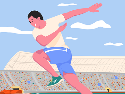 athlete art artist athlete character design flat illustration illustrator man minimal olympian sport sportsman stadium vector