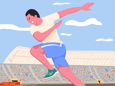 athlete art artist athlete character design flat illustration illustrator man minimal olympian sport sportsman stadium vector