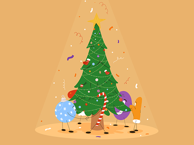 New year's miracle art artist candy character christmas design flat illustration illustrator minimal new year tree ui vector