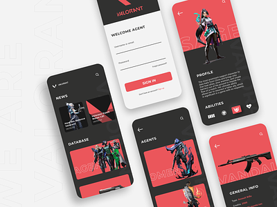 Valorant App Concept app design minimal mobile product design riotgames typography ui uiux ux valorant