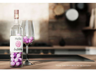 Hallo Dribbble! 3d art 3dsmax coronarender design hello dribbble illustration wine