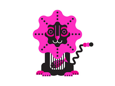 Afterhours Lion animal design fish illustration lion pink sticker wowsujina