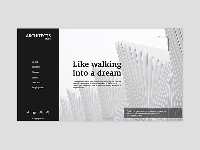 First screen concept architects black white bw concept design first screen minimal page typography ui web website
