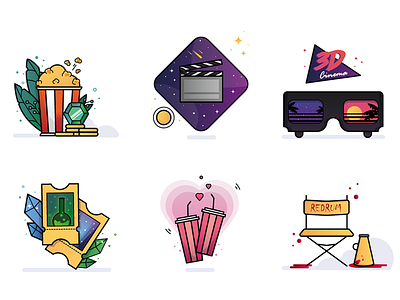 Movie and cinema icons set