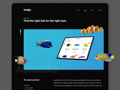 WIP: Personal Website - Color Transition aquarium black blue color crooz crooz media dark dark mode fish interaction light mode mode portfolio site teal transition website whalen white wip