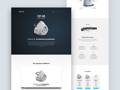 Our response to COVID-19 (CP-95 Website Design) blue continuous composites covid 19 covid19 cp95 dark face mask light mask web design website