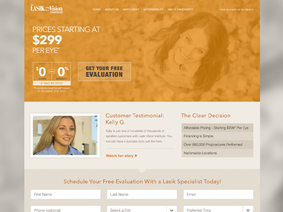 Lasik Fall Lander fall fields form lander lasik marketing orange promotional site vision website