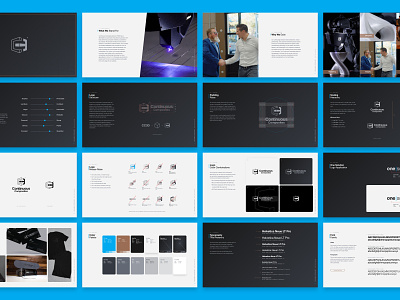 Continuous Composites - Brand Guidelines blue brand brand guide brand guidelines branding cf3d colors continuous composties copper cyan dark dark theme guide guidelines identity logo mark typography