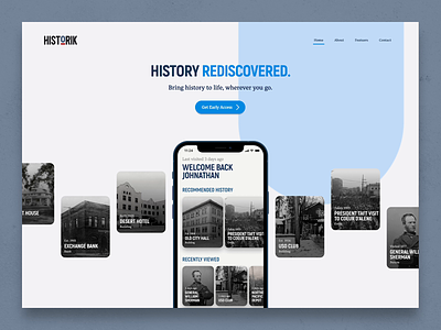Historik Website - Home Page Loading blue hero historik history home home page mobile red site web web design website white