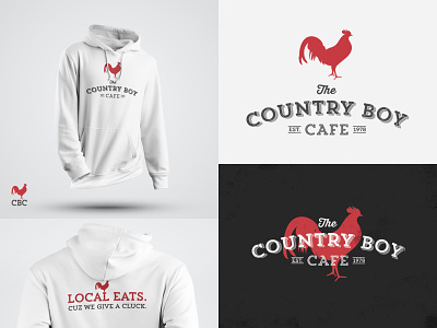Country Boy Cafe Identity brand branding chicken crooz media design food hoody identity local eats logo marketing red restaurant rooster shirt swag