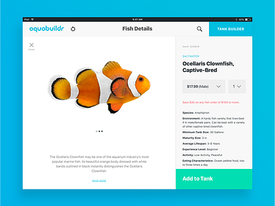 Aquabuildr - Fish Details app aquabuildr builder compatibility crooz media details fish kiosk prototype tablet tank