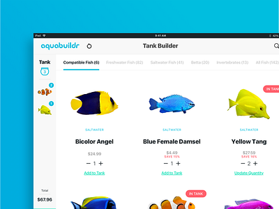 Aquabuildr - Fish Compatibility app aquabuildr builder compatibility filter fish kiosk prototype tablet tank