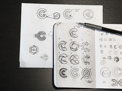 Continuous Composites Sketches 3d 3d printing composites concept continuous identity logo mark printer sketch
